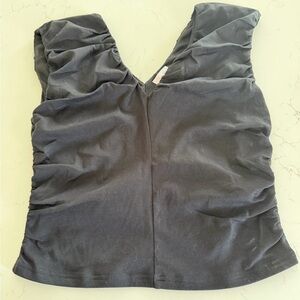 Pink Lily Elegant Black Ruched Women's Top- XL